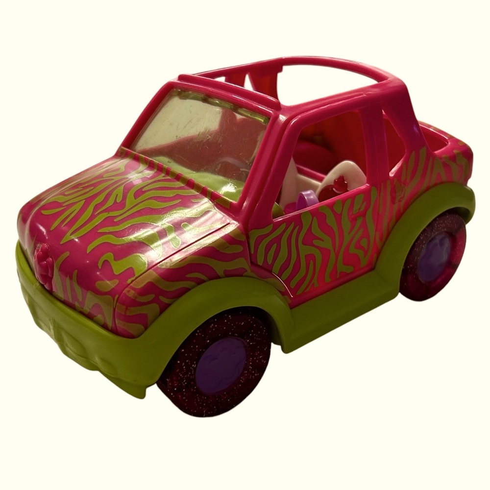 Polly Pocket Goes on a Picnic Pink & Green Zebra Print Toy Vehicle Origin 2001